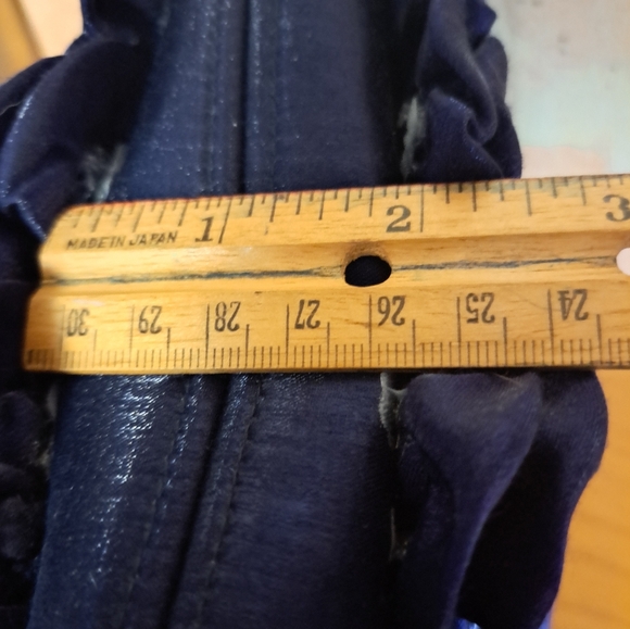 Navy Blue 1980's Vintage Rosette 9 X 6" Clutch with Strap - Picture 6 of 6